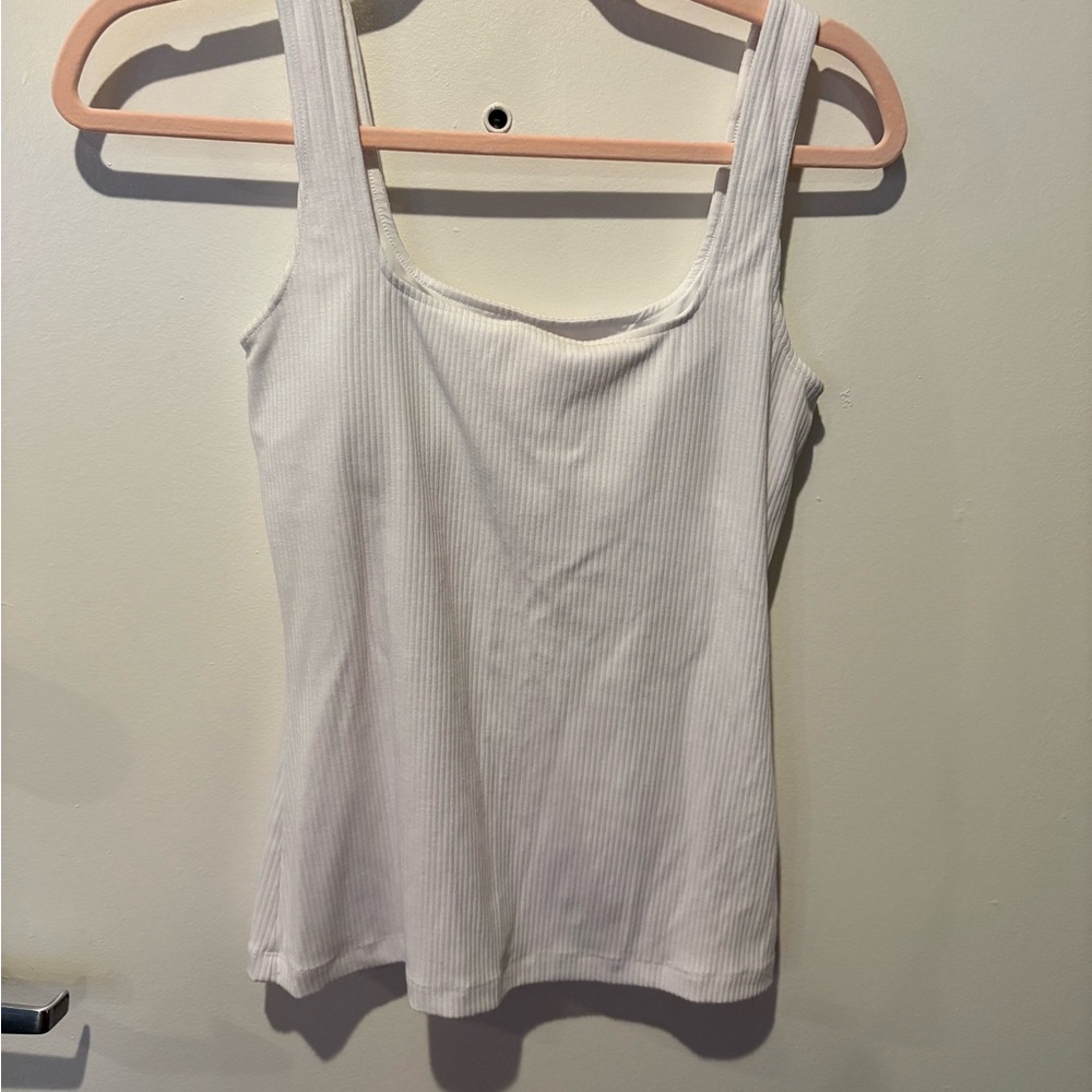 ALO Yoga White Fitted Ribbed Tank Top